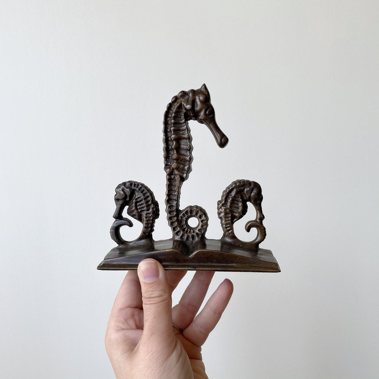 Pair of Vintage Solid Brass Seahorse Bookends