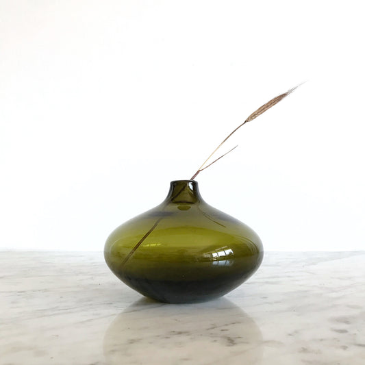 Vintage Green Glass Orb Vase