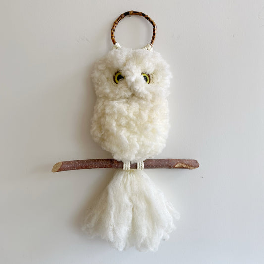 Large Vintage Soft Macrame Snowy Owl