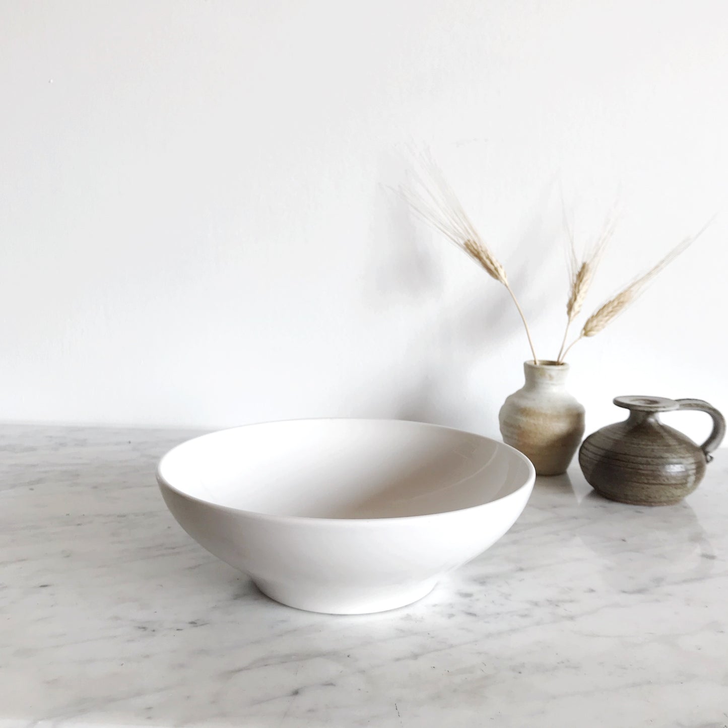 Vintage White Ceramic Serving Bowl