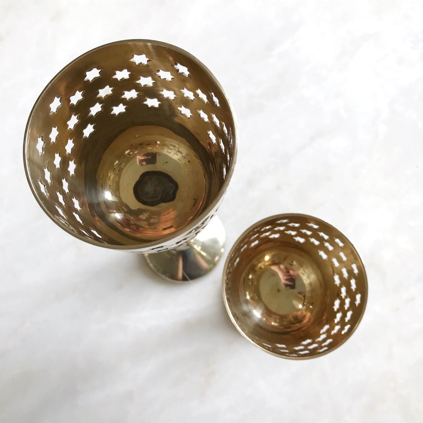 Vintage Starry Brass Candle Lanterns