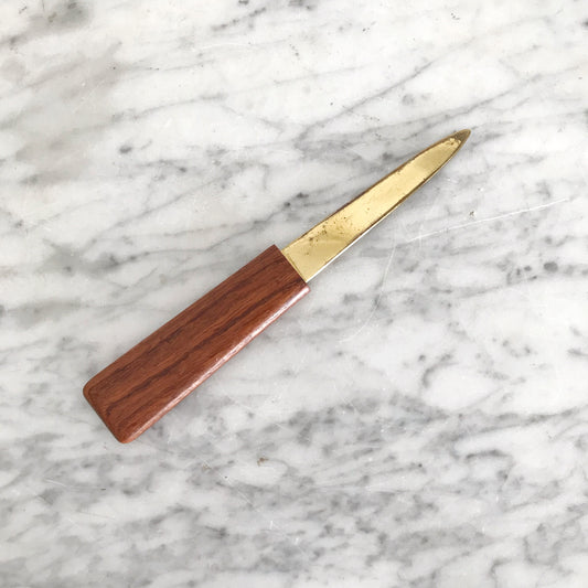 Vintage Teak + Gold Letter Opener