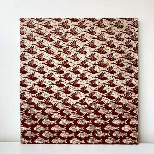 Vintage Bird / Fish Textile Piece, 30 x 32
