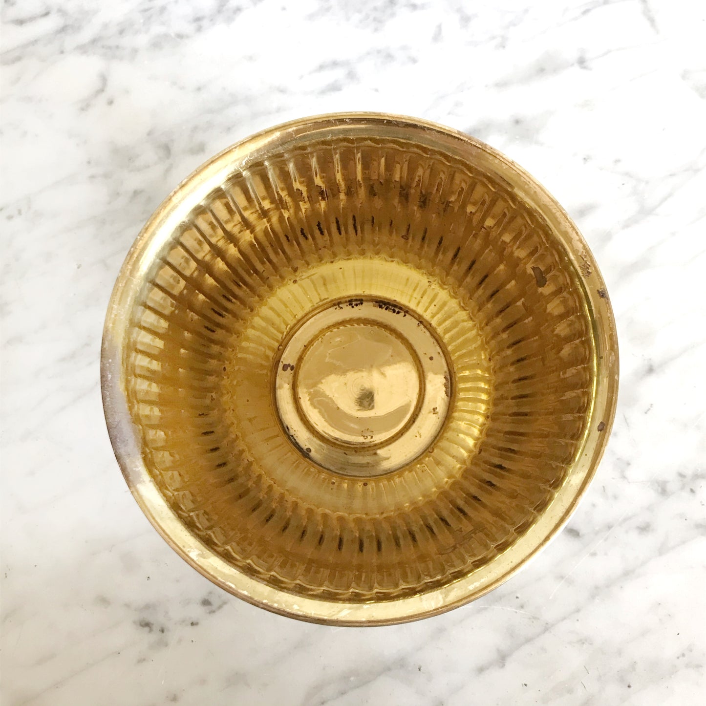 Small Vintage Ribbed Brass Planter