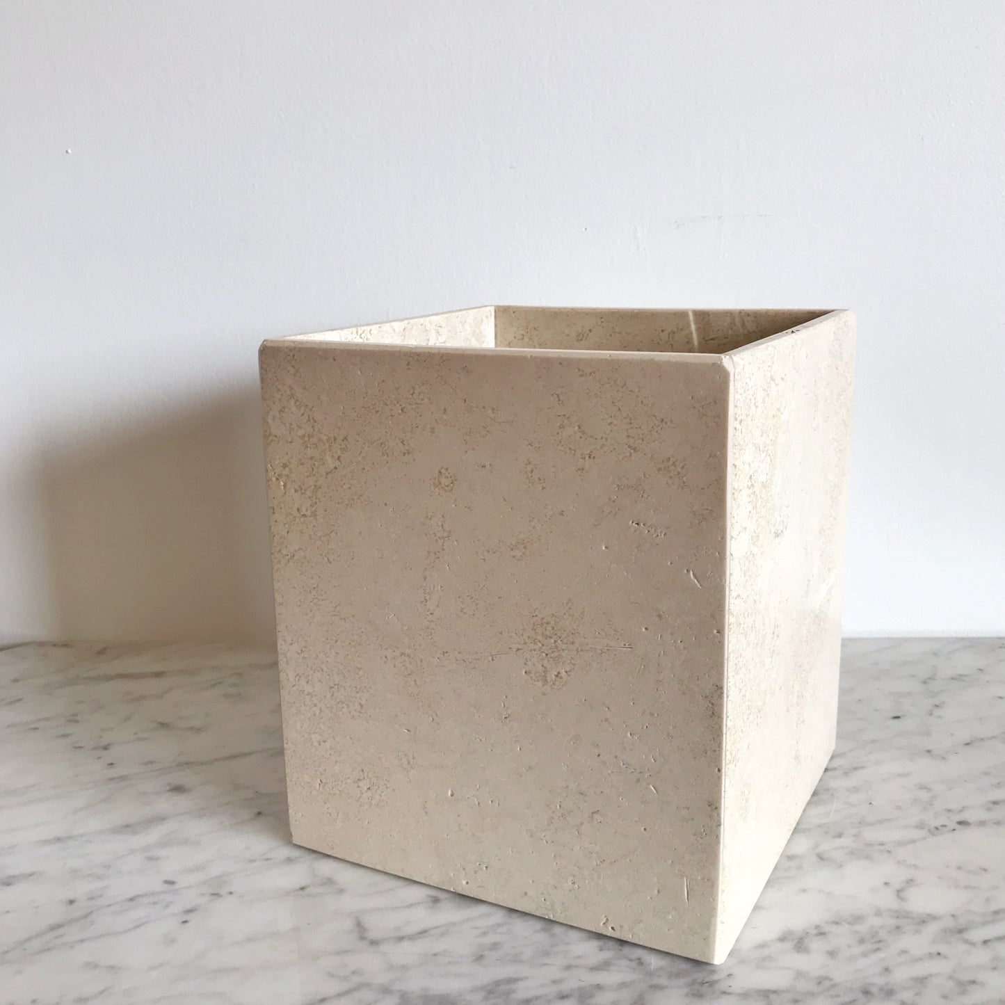 Minimalist Travertine Planter / Waste Bin