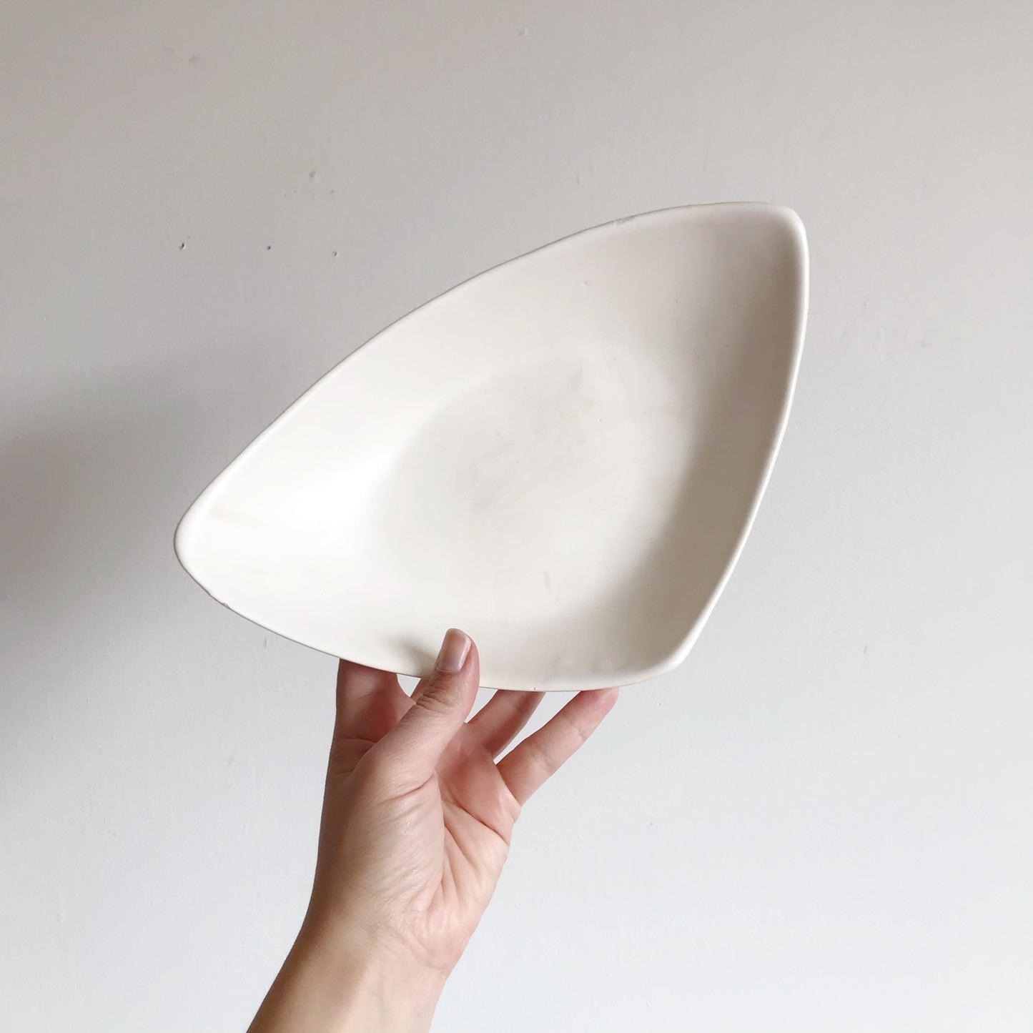 Vintage Triangular Ceramic Dish, Minimalist