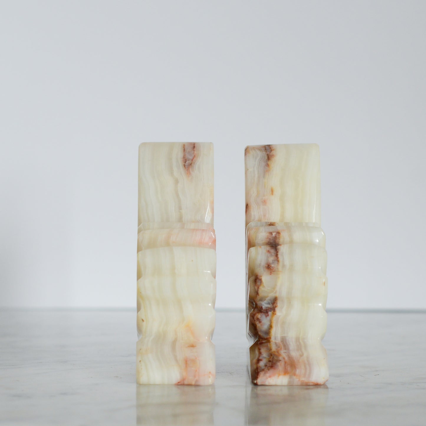 Pair of Vintage Carved Onyx Bookends
