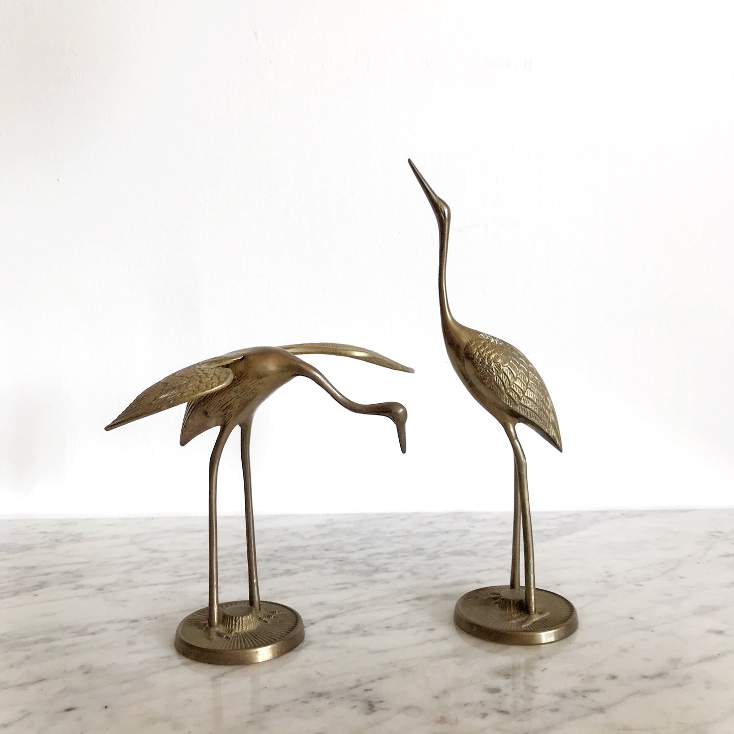 Pair of Vintage Brass Cranes