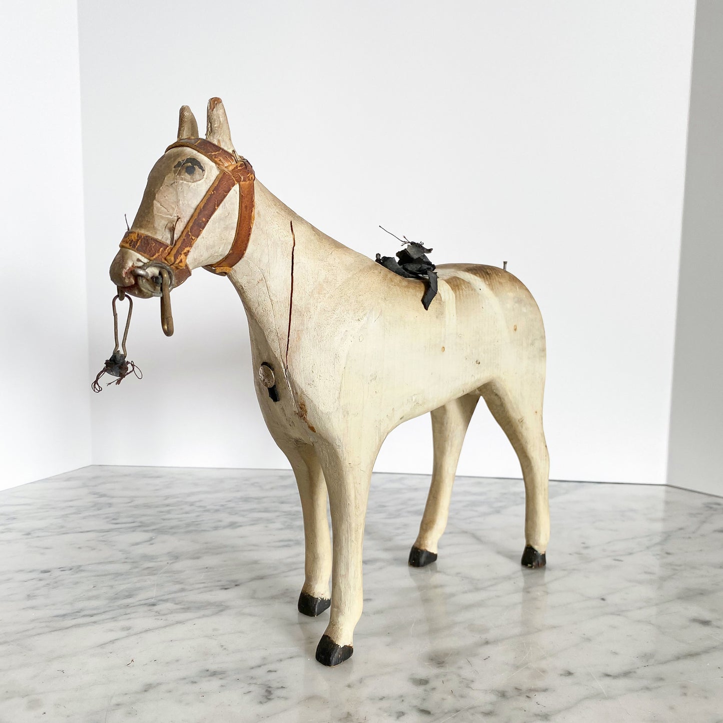 Vintage Folk Art Wooden Horse Sculpture