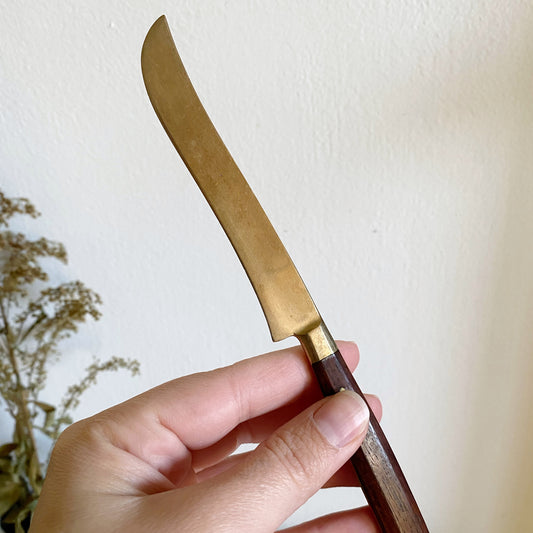 Set of 7 Vintage Brass + Rosewood Knives