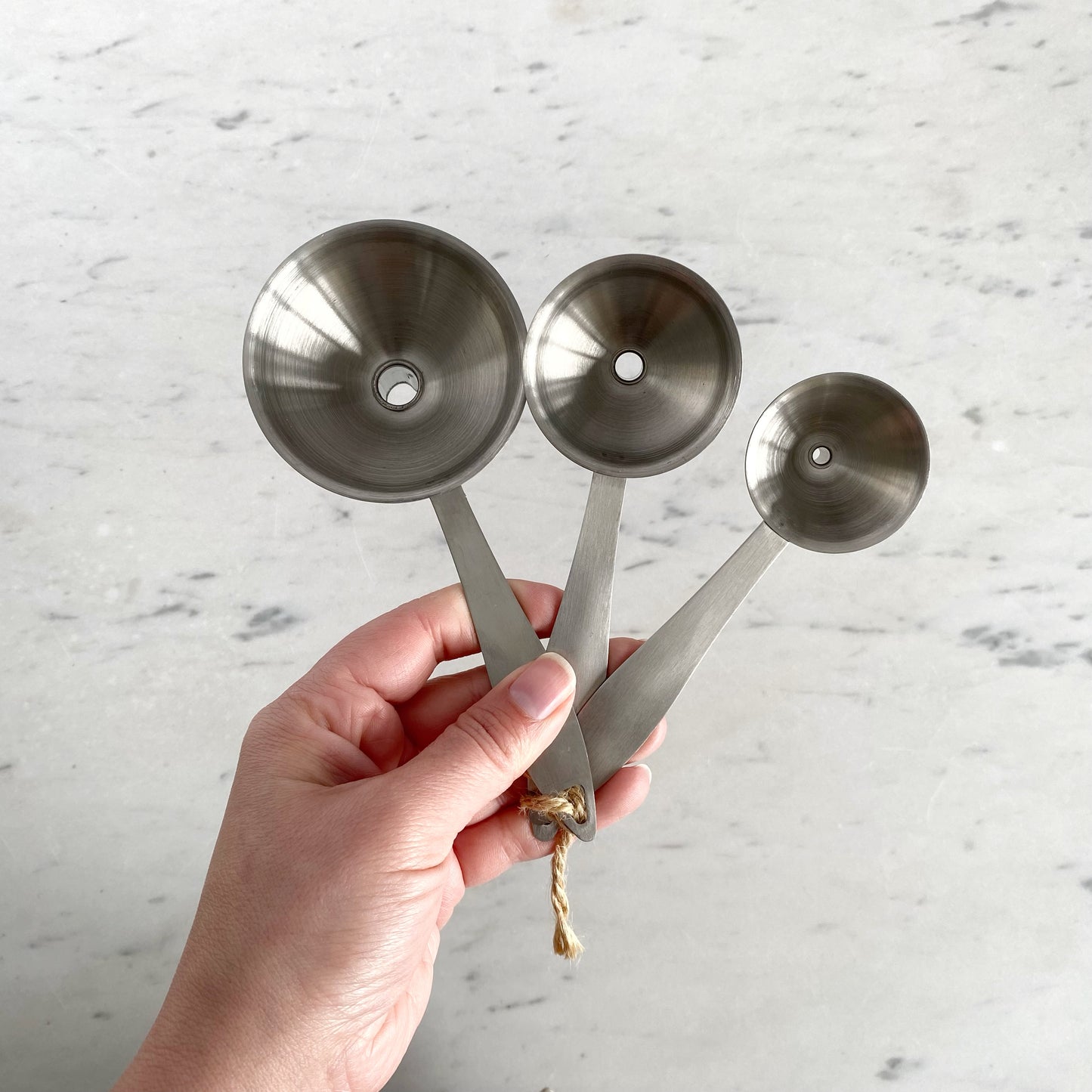 Trio of Found Stainless Steel Funnels