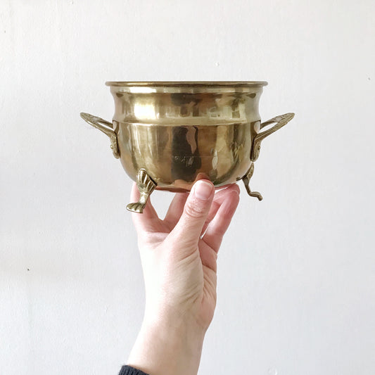 Vintage Footed Brass Planter