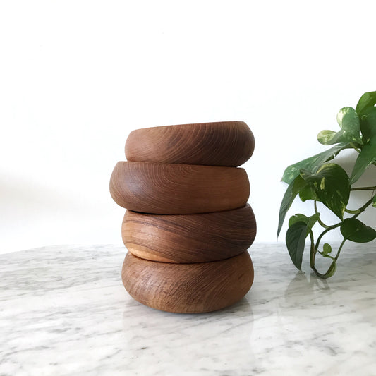 Set of 4 Vintage Turned Wood Bowls
