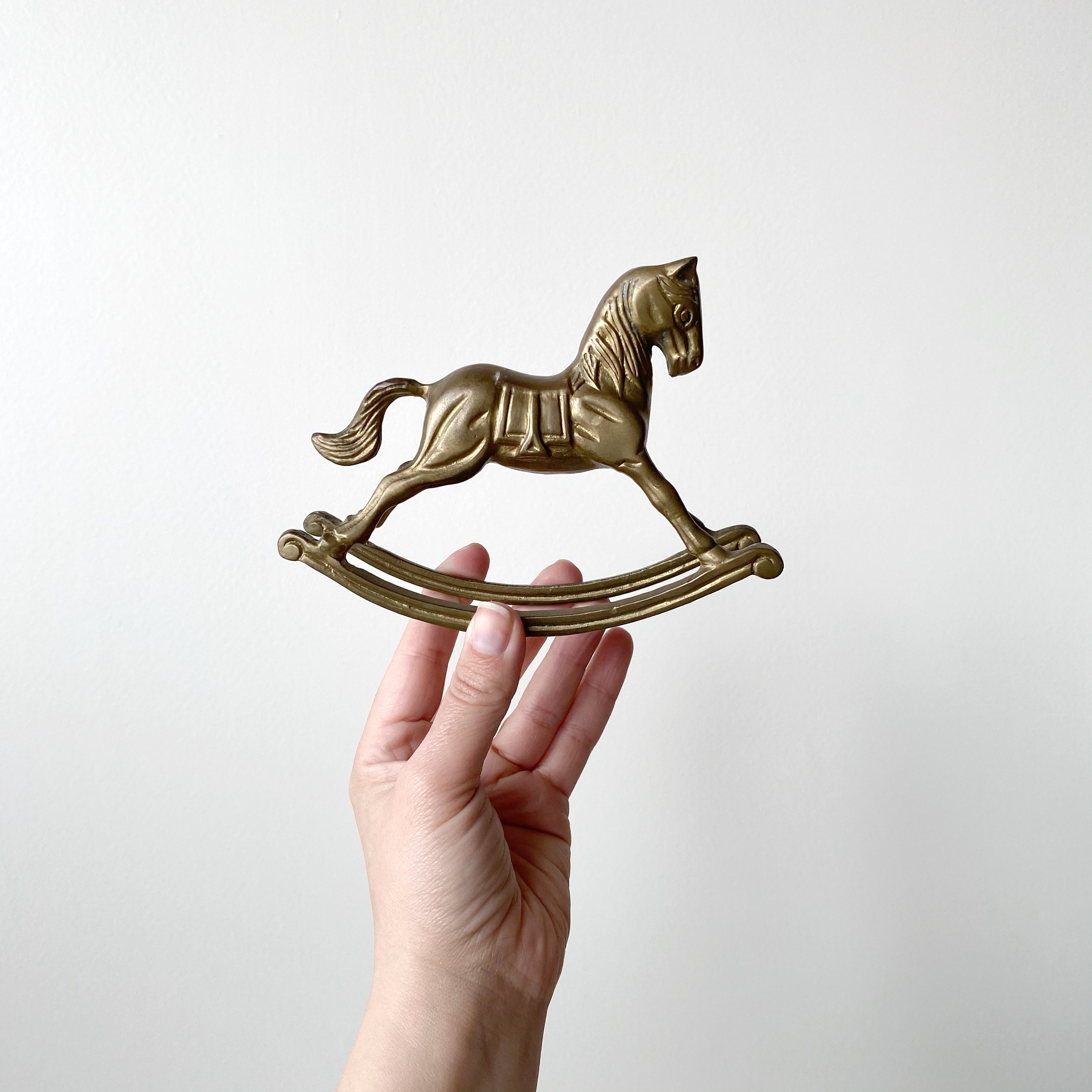 Vintage rocking hot brass horse