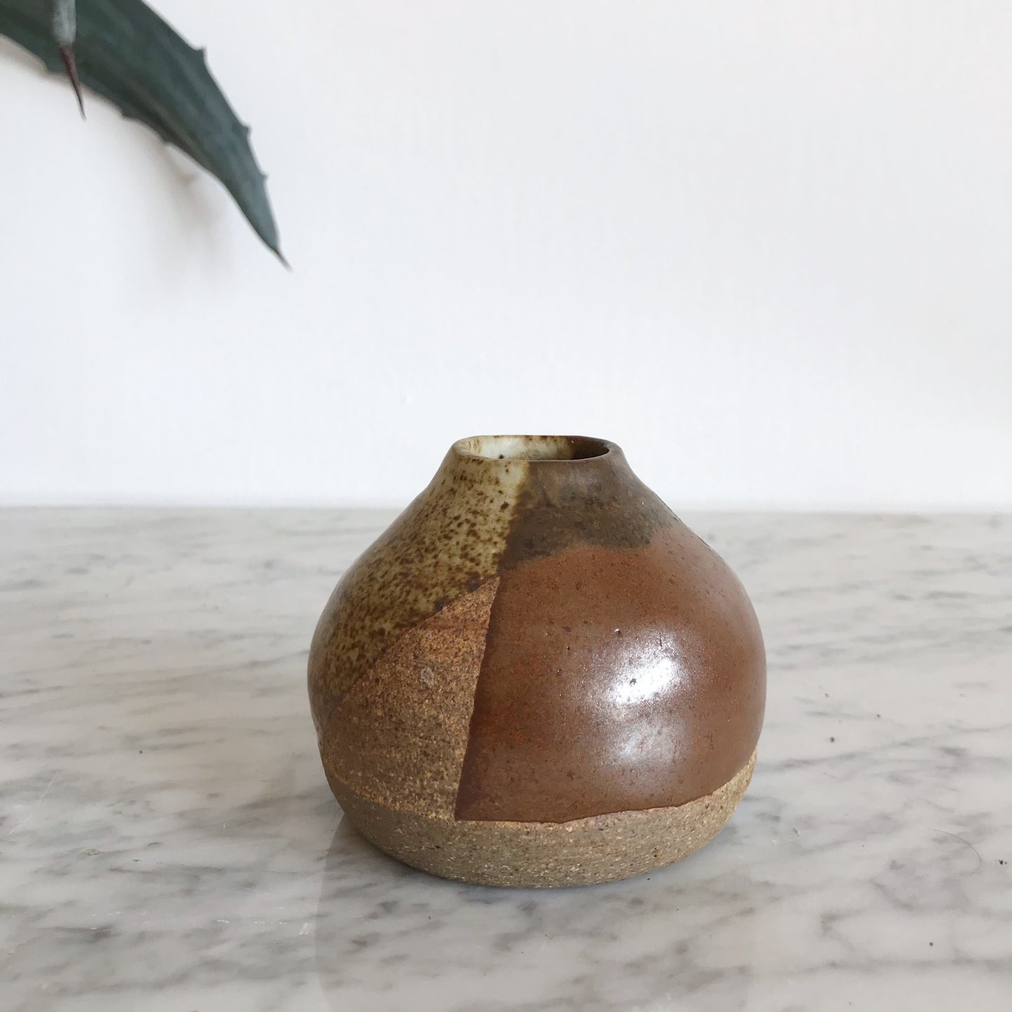 Small Dipped Stoneware Vase, Browns