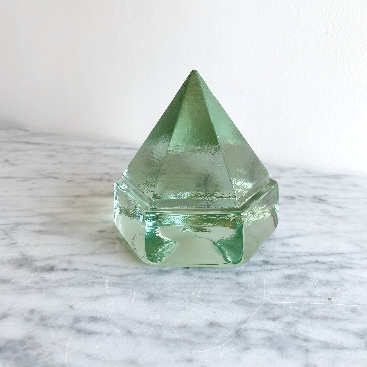 Found Aqua Glass Prism Paperweight / Deck Prism