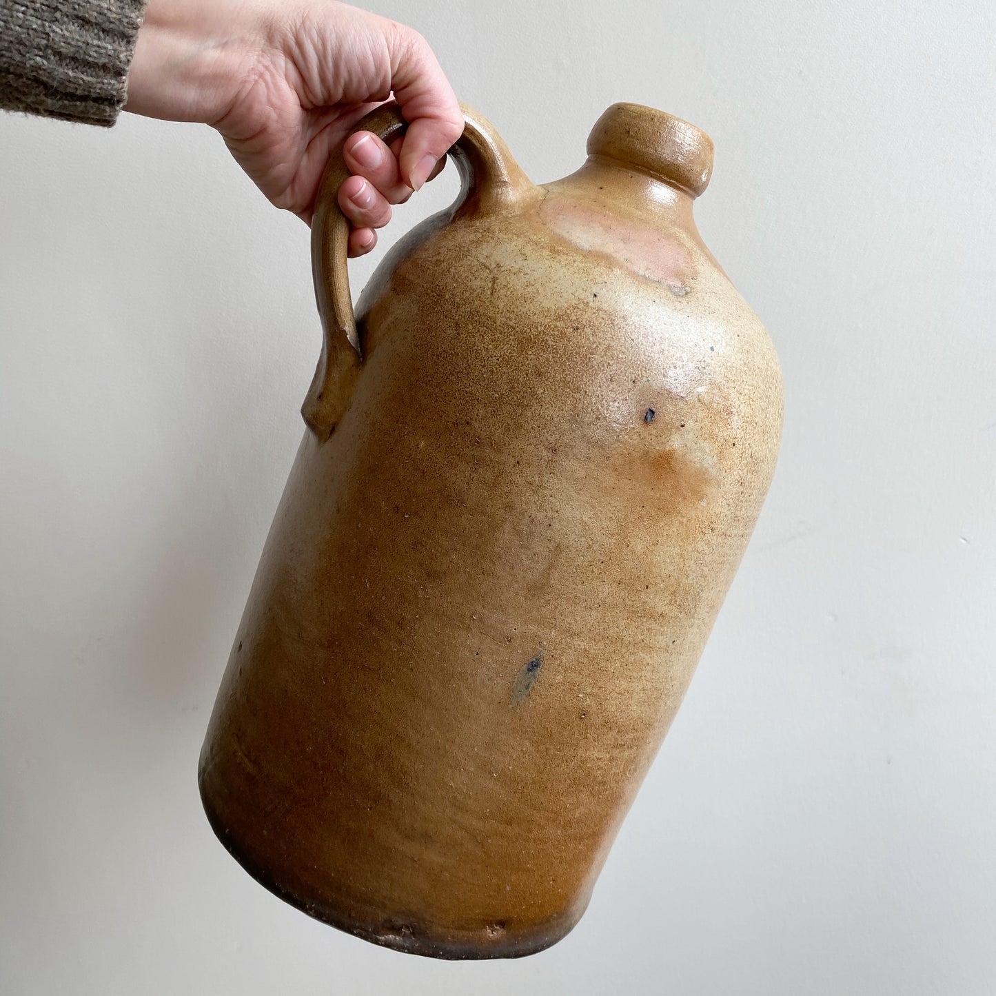 Giant Antique Salt Glaze Stoneware Jug, 15"