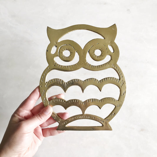 Vintage Brass Owl Trivet