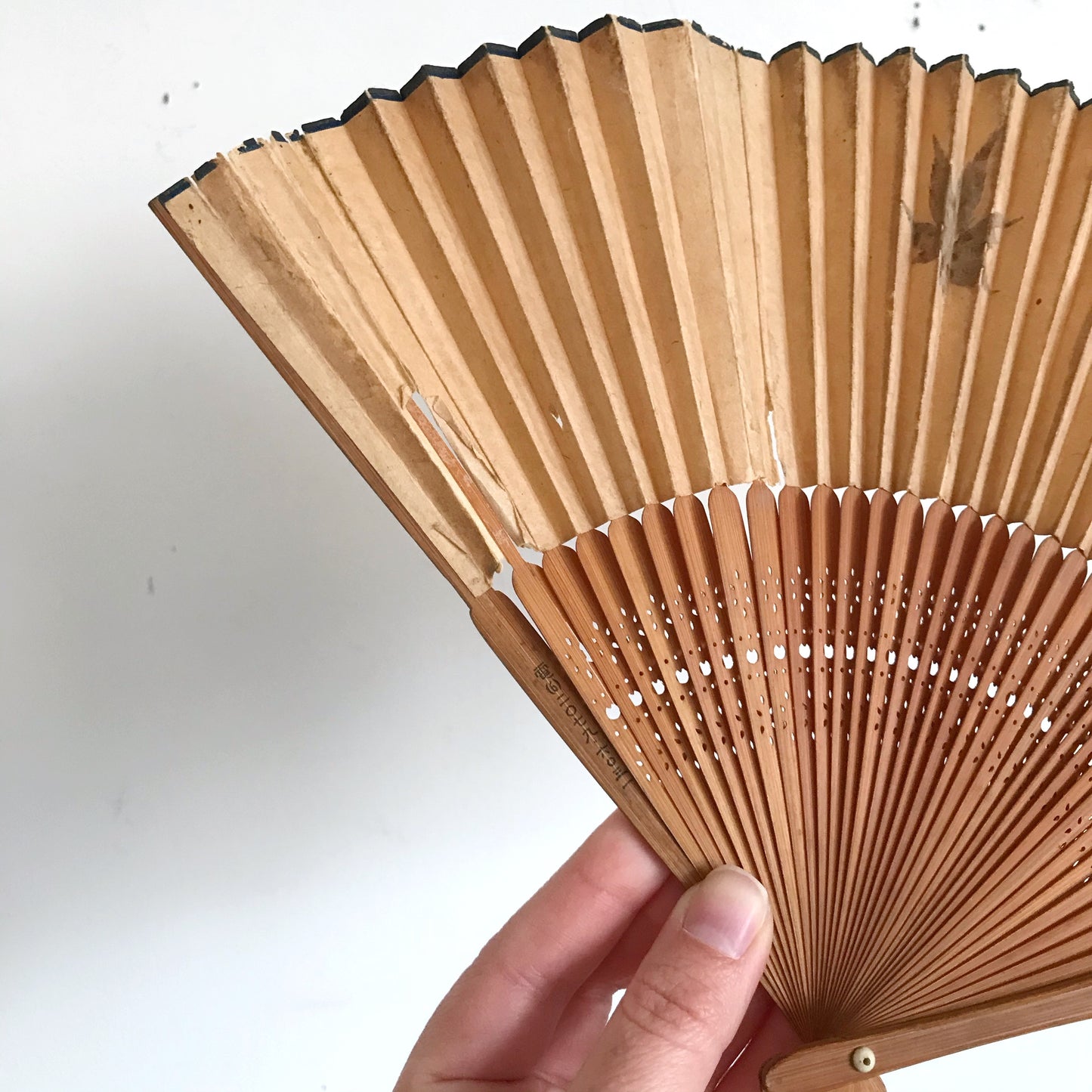 Vintage Paper Fan with Leaves