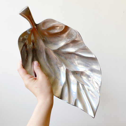 Large Decorative Silver Leaf Bowl