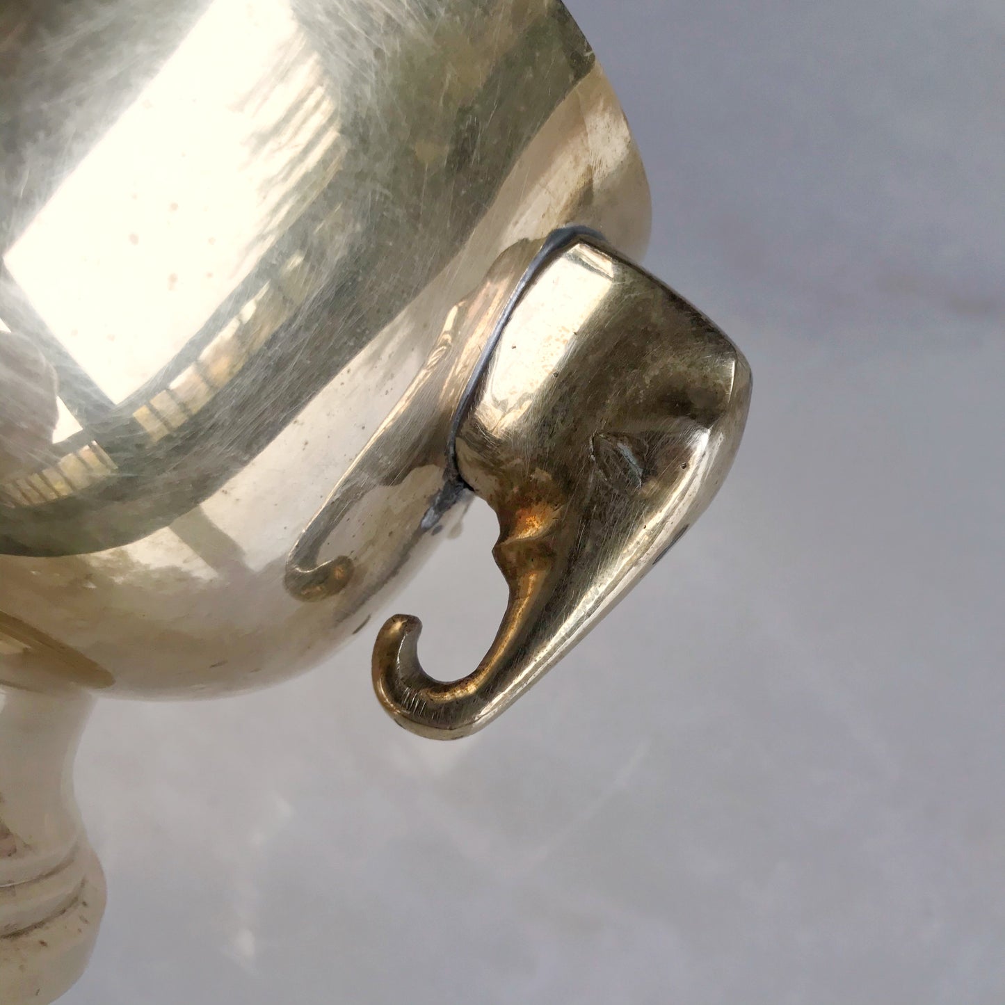 Vintage Footed Brass Bowl with Elephants