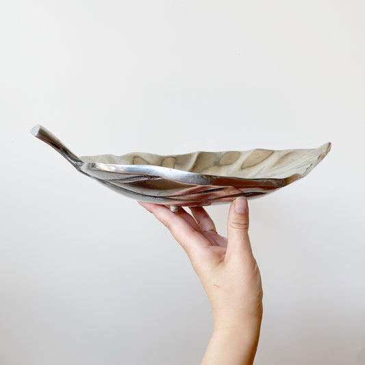 Large Decorative Silver Leaf Bowl