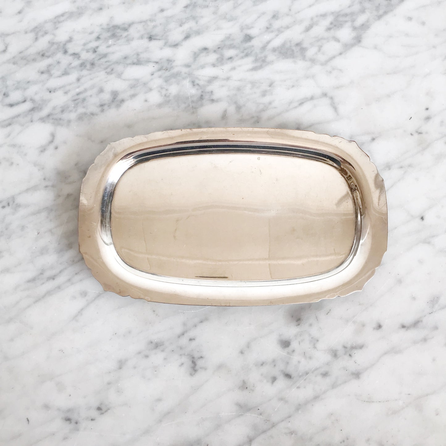 Vintage Silver Tray with Decorative Corners