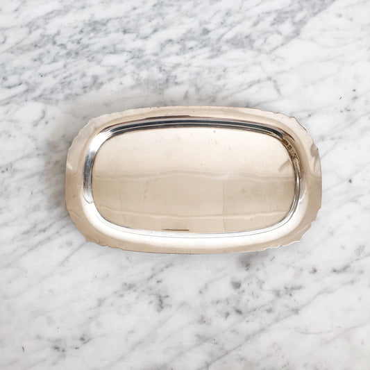 Vintage Silver Tray with Decorative Corners