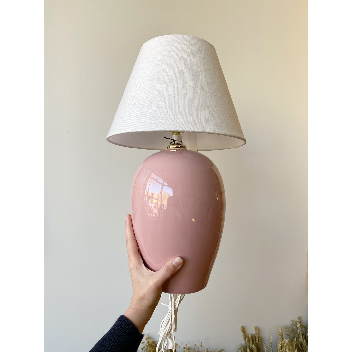 Vintage Pink Ceramic Table Lamp with Shade