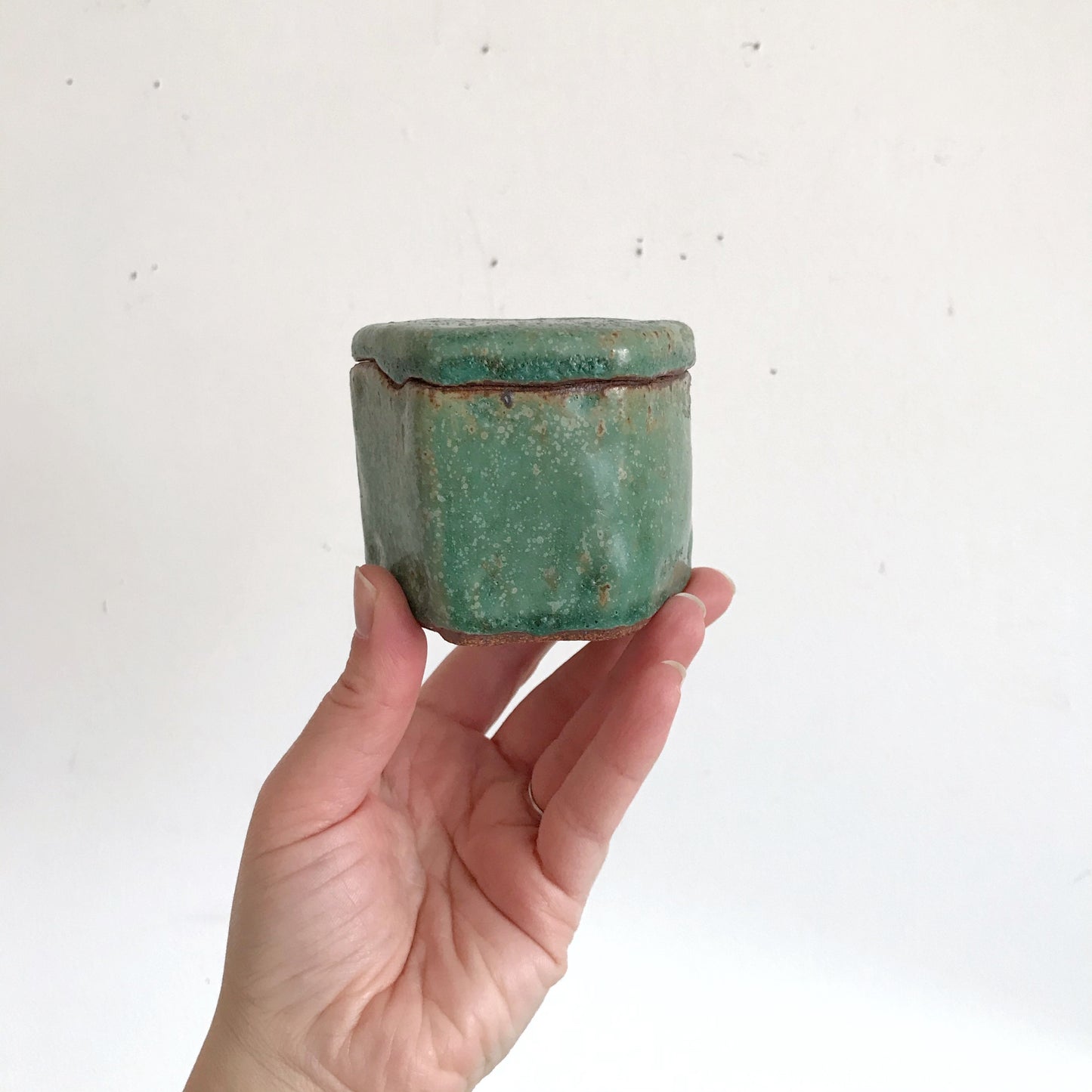 Handcrafted Hexagon Pottery Container
