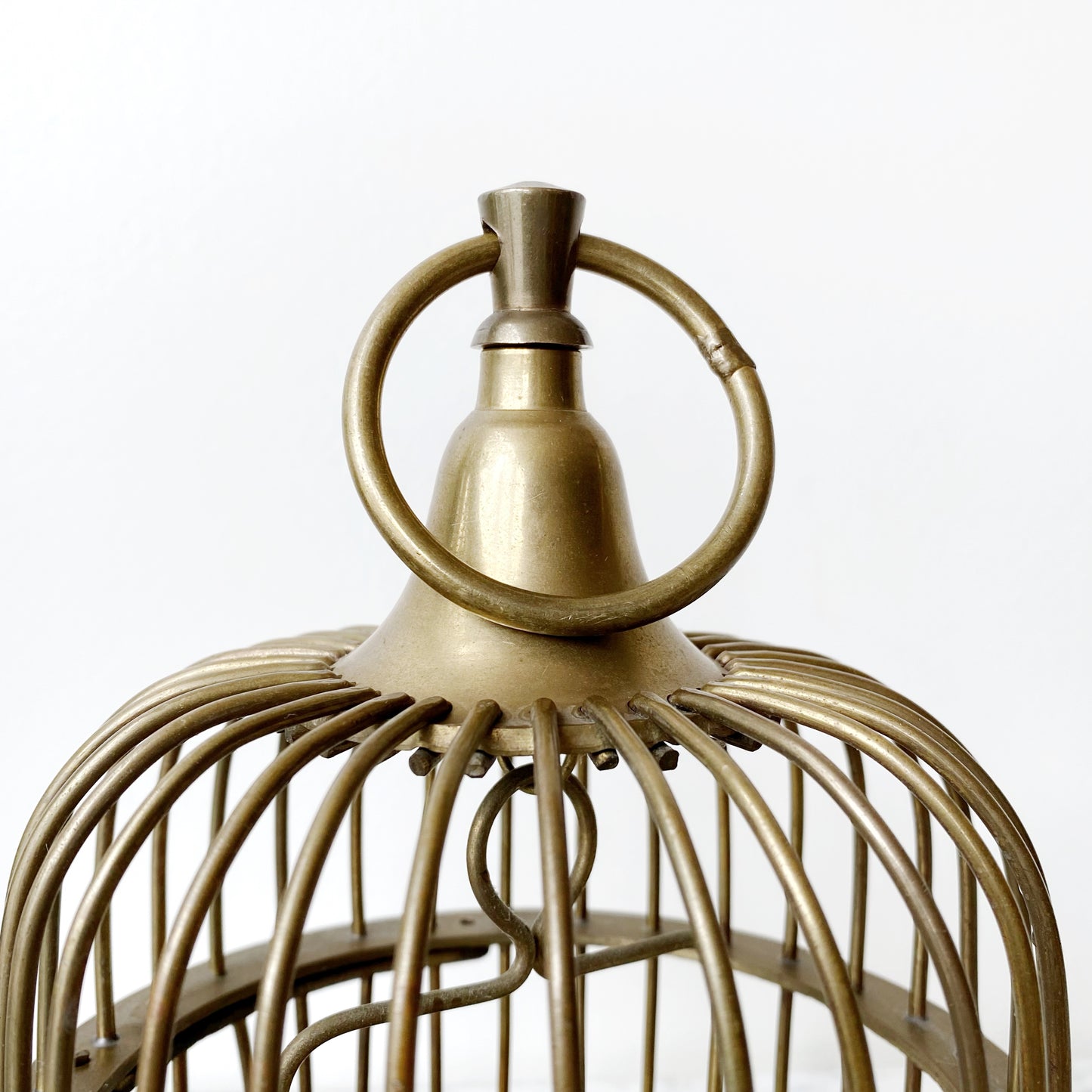 Vintage Mid-Century Brass Bird Cage, 9.25”