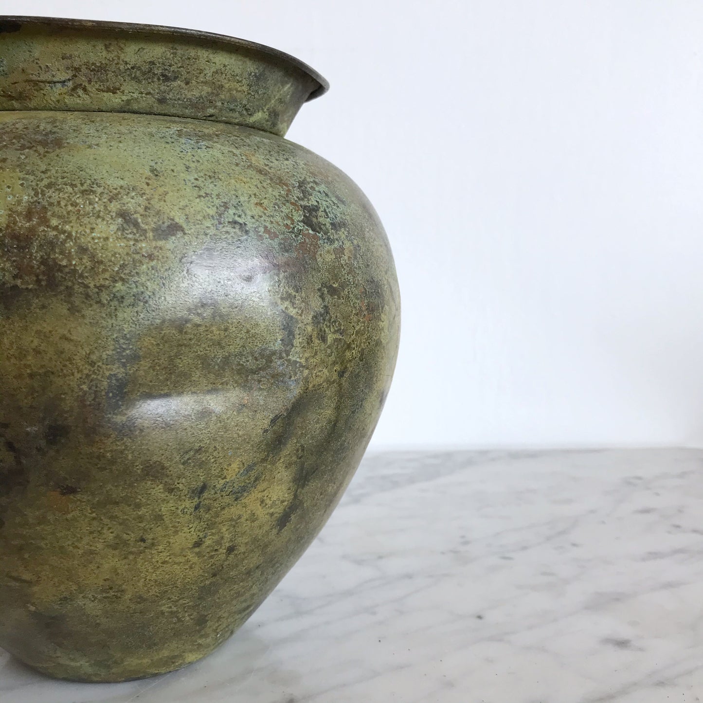 Large Found Metal Vase with Patina