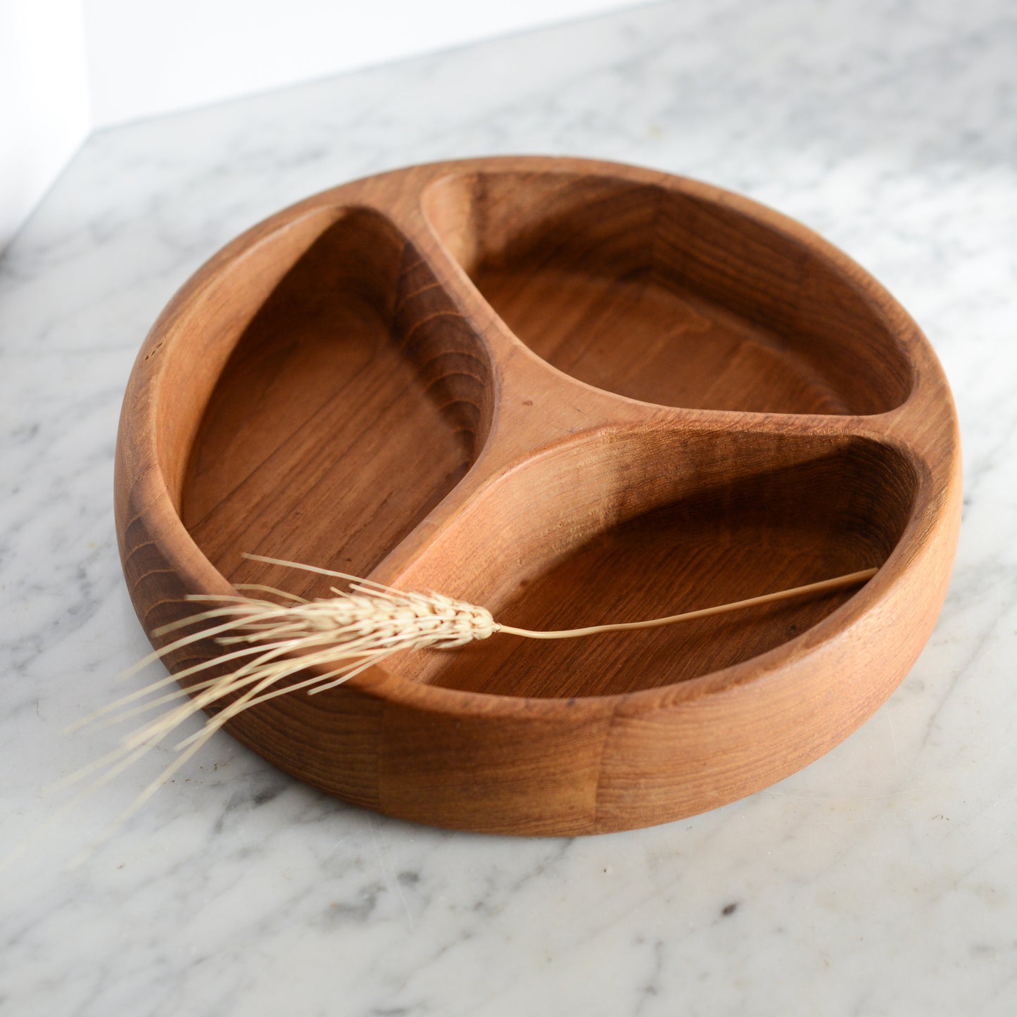 Vintage Divided Wood Serving Bowl by Dansk