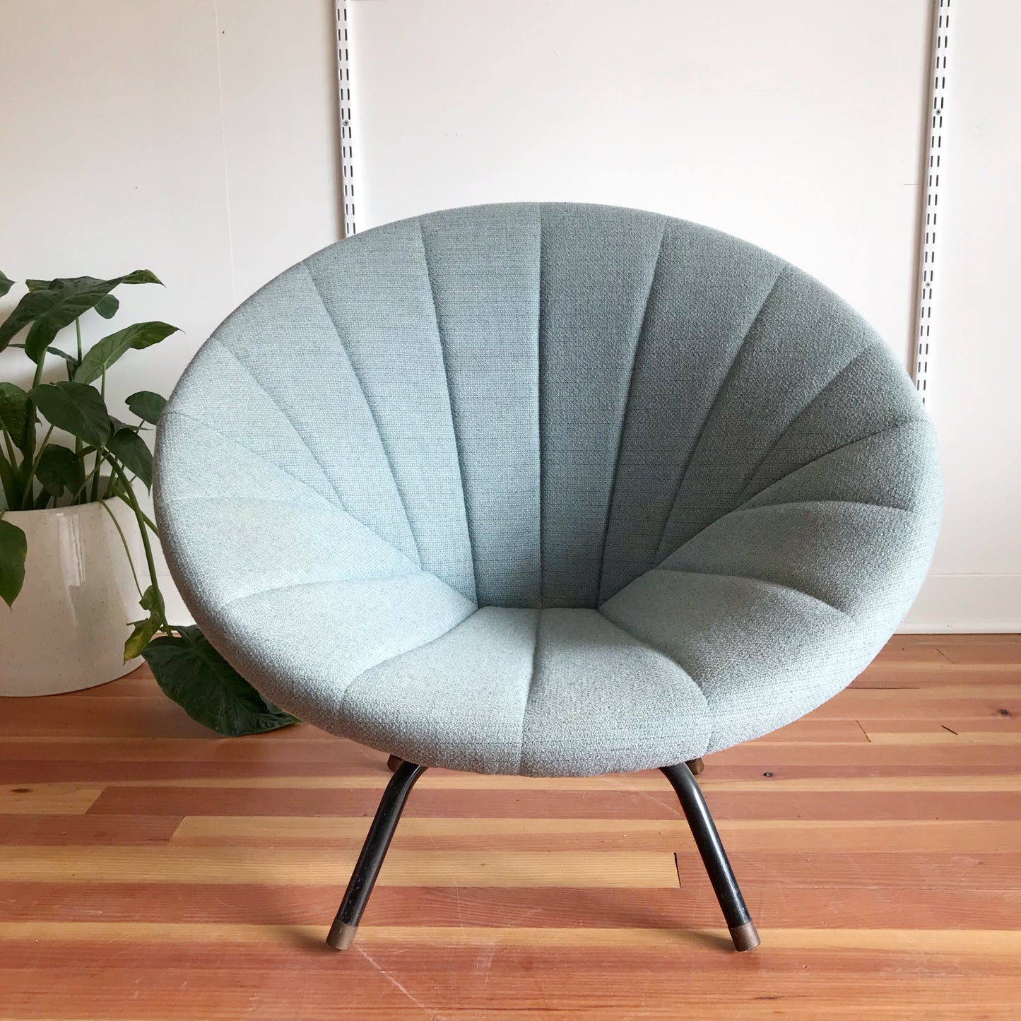 1950's Vintage Upholstered Swivel Hoop Chair