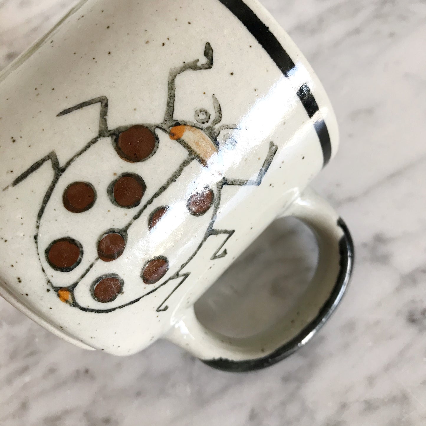 Vintage Stoneware Ladybug Mug