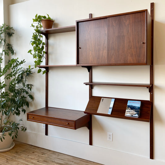 Vintage Mid Century Double Bay Wall Unit