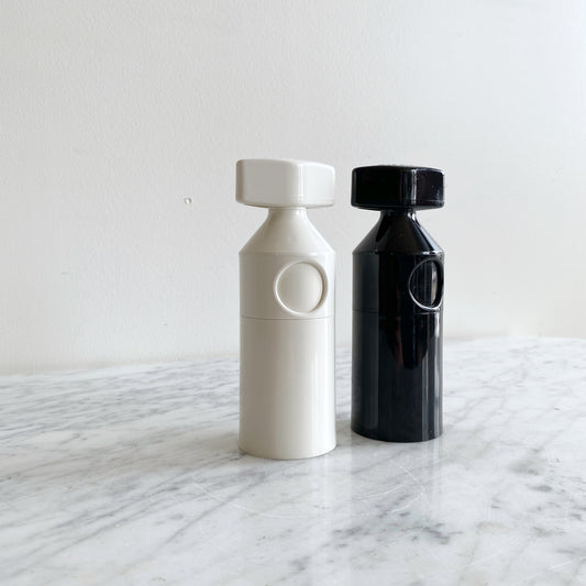 PAIR: Pair of 1980s Tom David Unicorn Keytop Salt & Pepper Mills