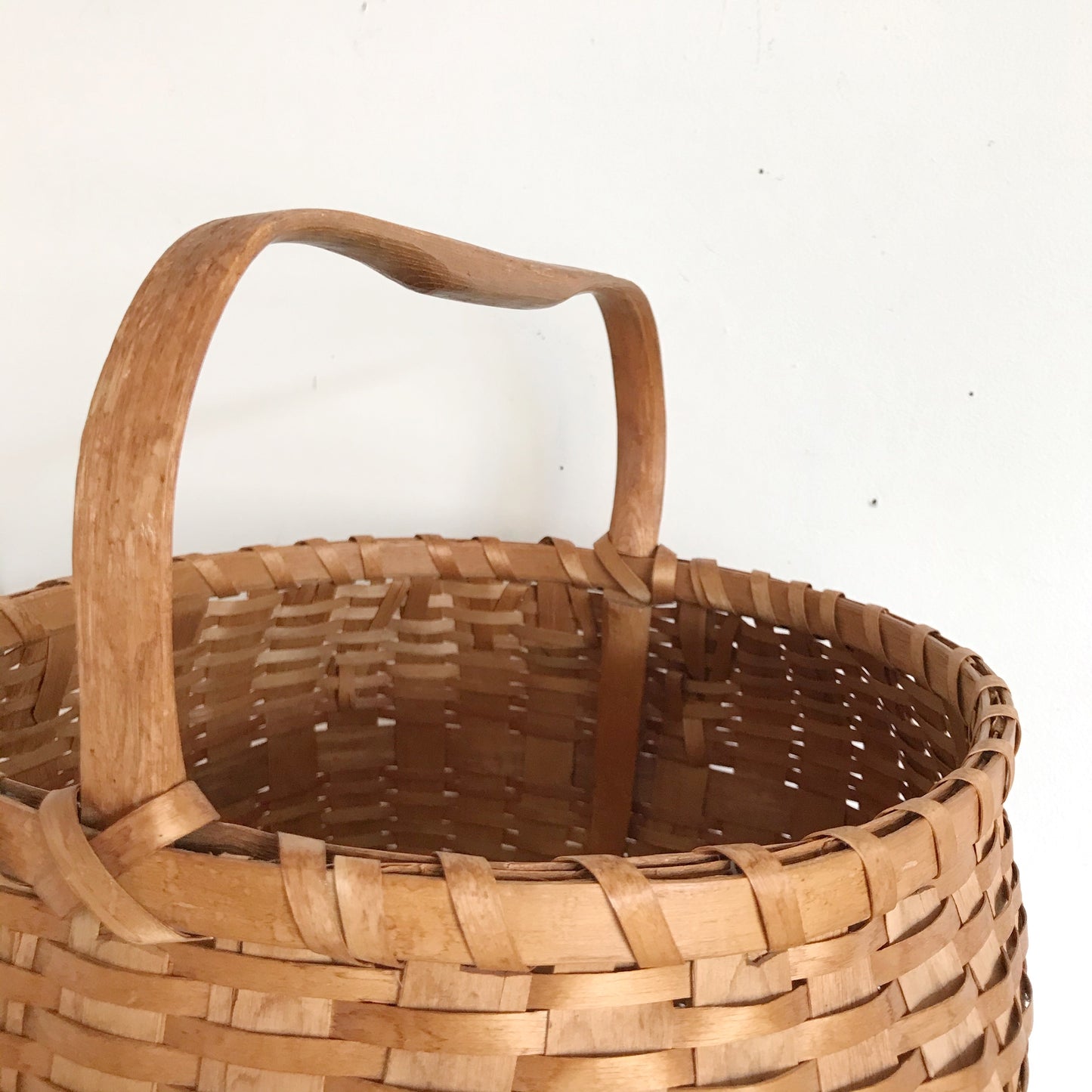 Large Vintage Handmade Woven Basket