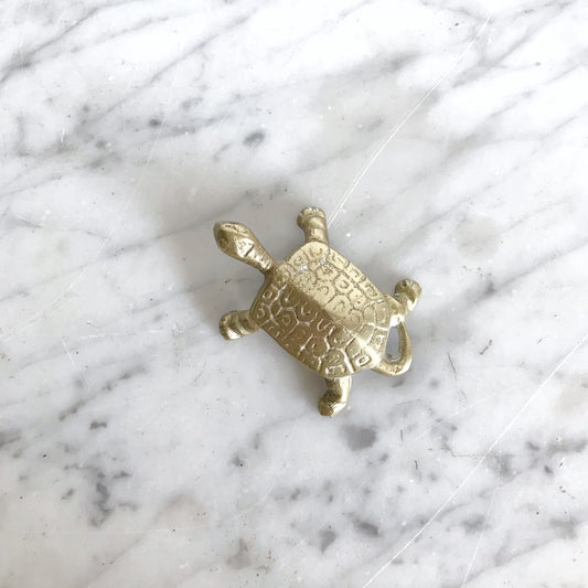 Cute Vintage Baby Brass Turtle