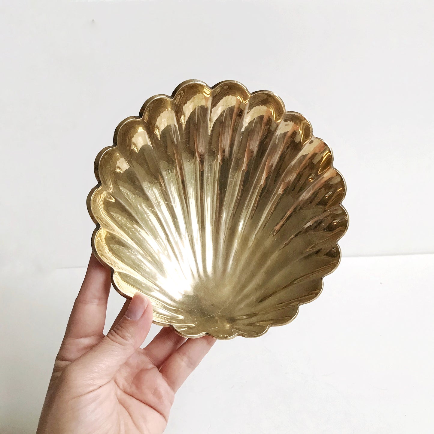 Heavy Vintage Brass Shell Dish