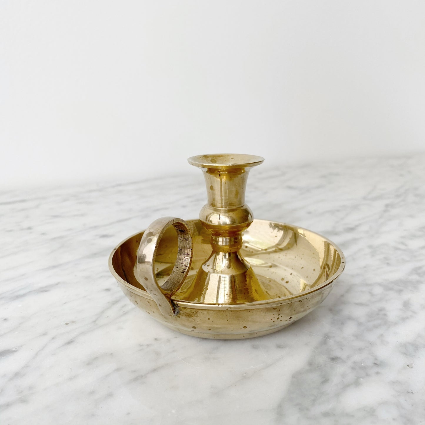 Vintage Solid Brass Candle Holder with Drip Tray