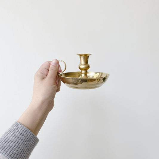 Vintage Solid Brass Candle Holder with Drip Tray