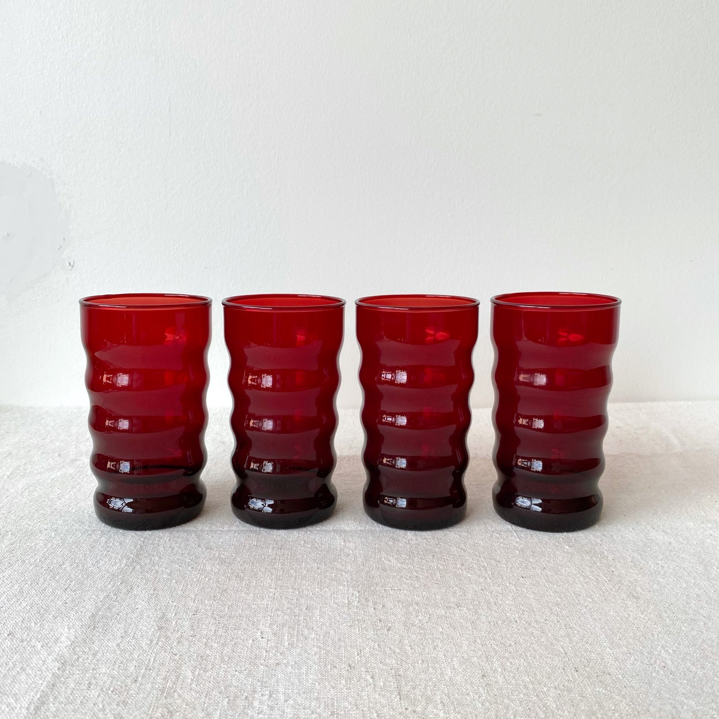 Set of 4 Vintage Red “Bubble” Glasses