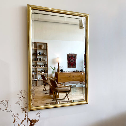 Large Vintage Brass Beveled Mirror (24 x 36)