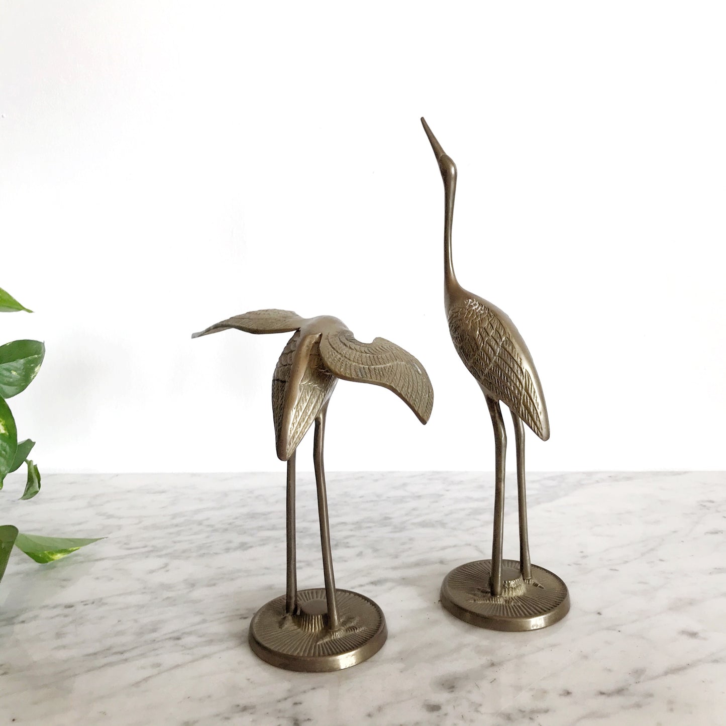 Pair of Vintage Brass Cranes