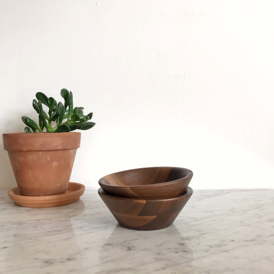 Pair of Vintage Turned Walnut Bowls