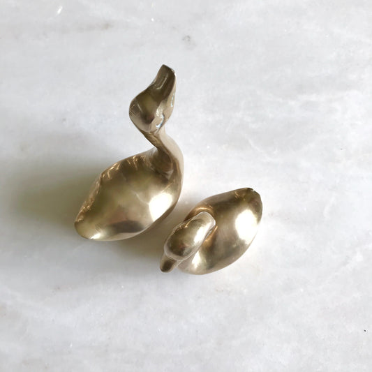 Pair of Minimal Brass Swans