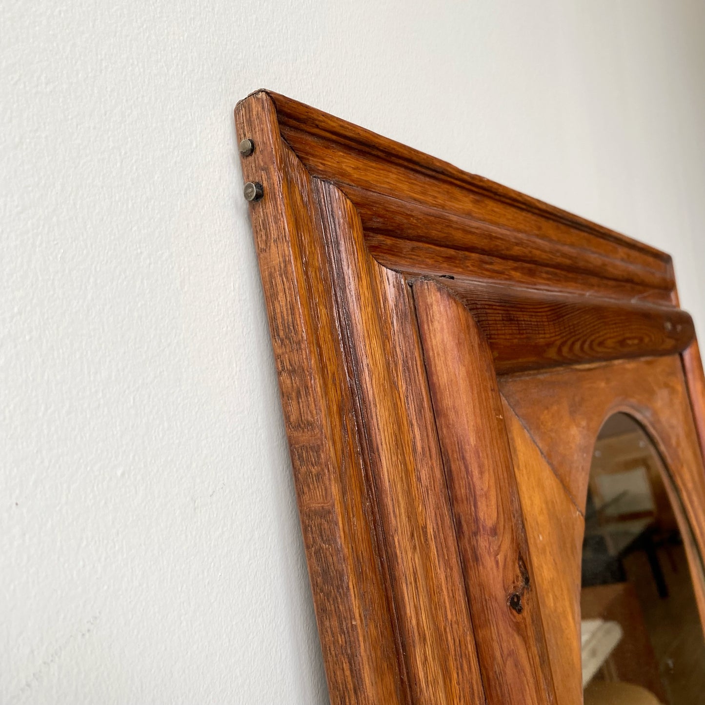 Large Antique Wood Framed Mirror (26.5” x 30.5”)