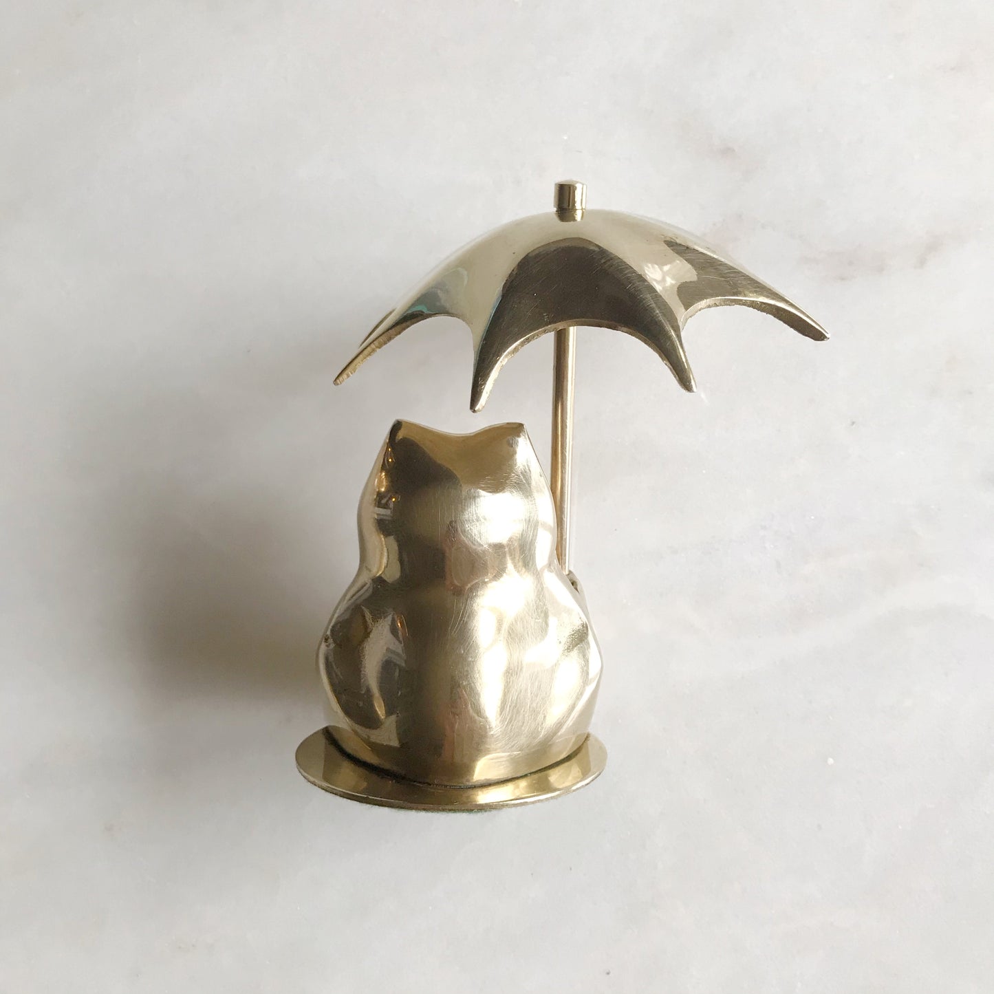 Vintage Brass Frog with Umbrella