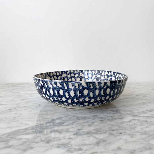 Large Spongeware / Stoneware Serving Bowl, 9”